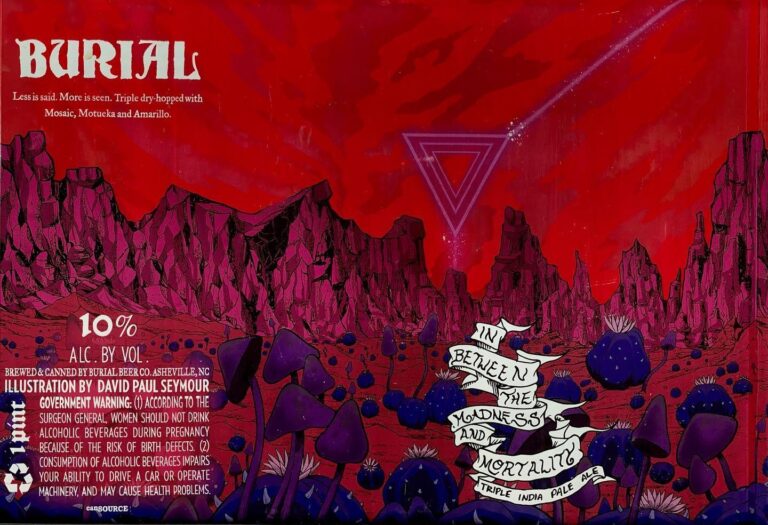 In Between the Madness And Mortality beer label from Burial, artwork by David Paul Seymour