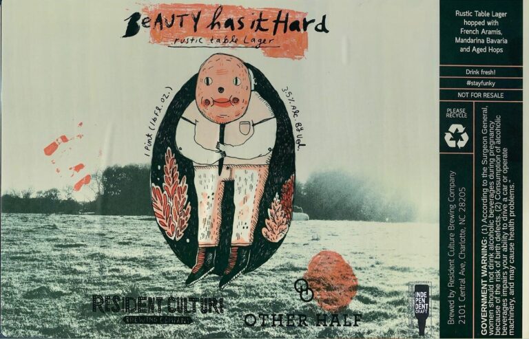 Beauty has it Hard beer label from Resident Culture & Other Half, artwork by Maryssa Pickett