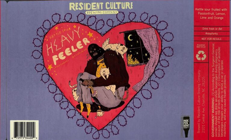 Heavy Feeler beer label from Resident Culture, artwork by Maryssa Pickett