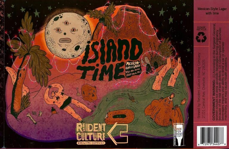 Island Time beer label from Resident Culture, artwork by Maryssa Pickett