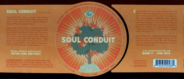 Soul Conduit beer label from Jester King