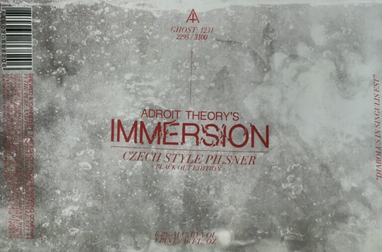 Immersion [Blackout Edition] (Ghost 1231) beer label from Adroit Theory