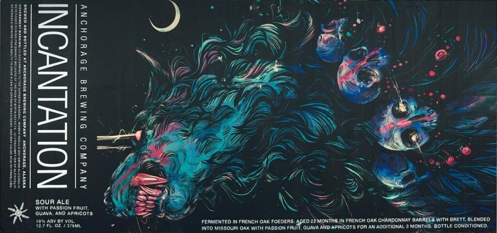 Incantation beer label from Anchorage, artwork by Rob Bowyer