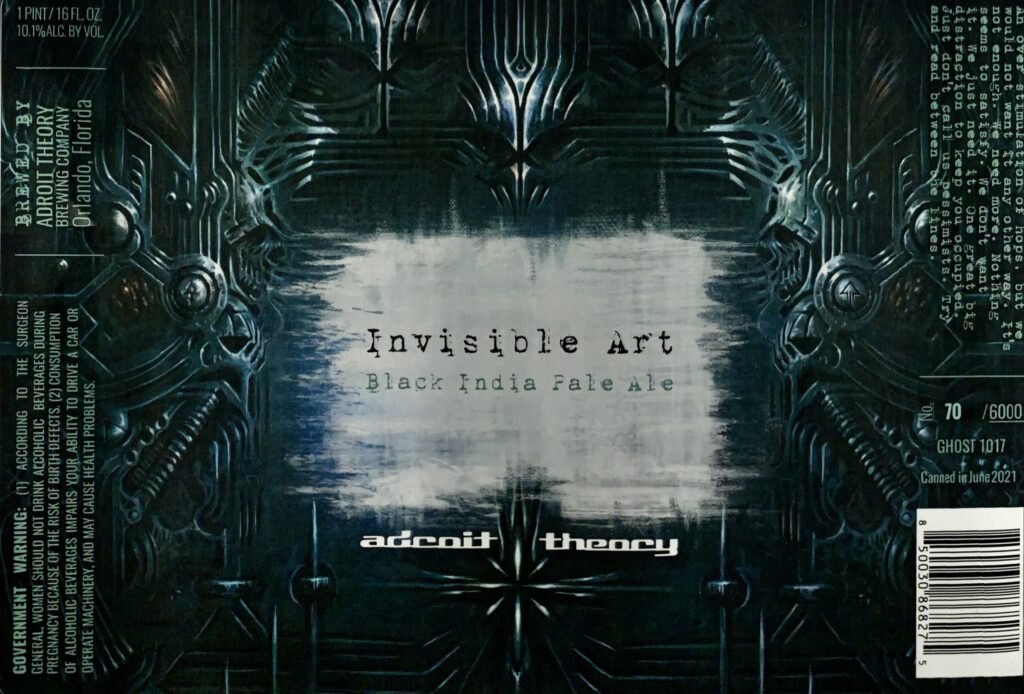 Invisible Art (Ghost 1017) beer label from Adroit Theory