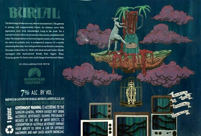 Isolated In Digital Blatherings beer label from Burial & Mountain Culture, artwork by David Paul Seymour