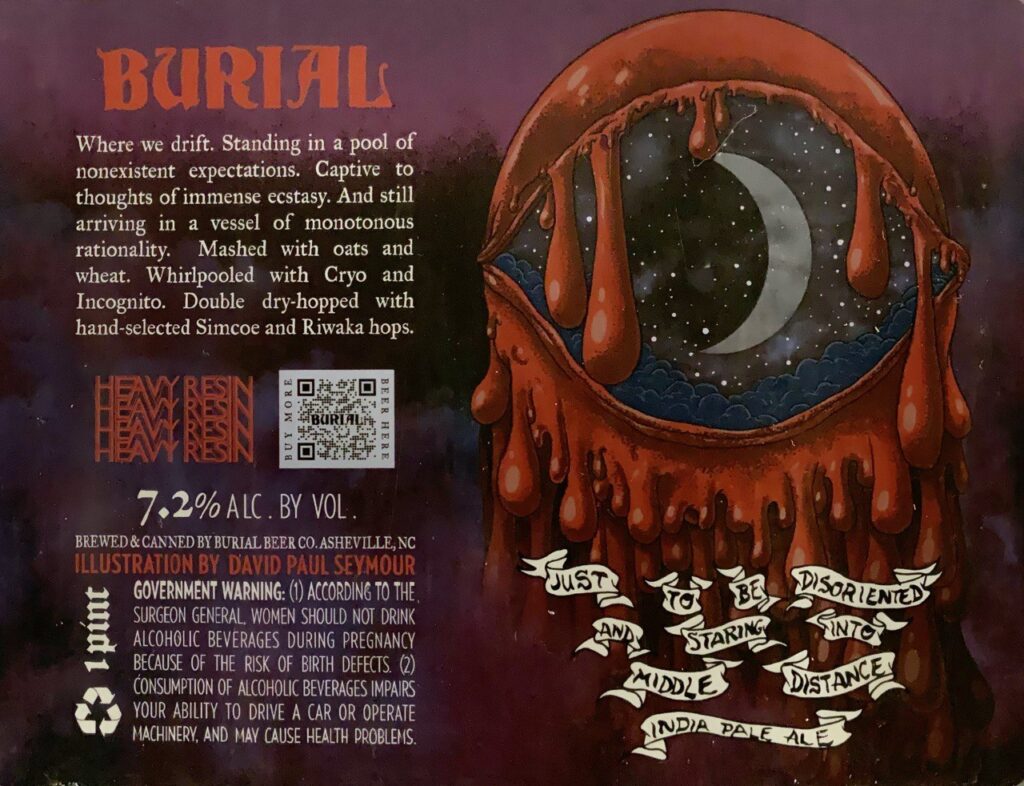Just To Be Disoriented and Staring Into Middle Distance beer label from Burial, artwork by David Paul Seymour