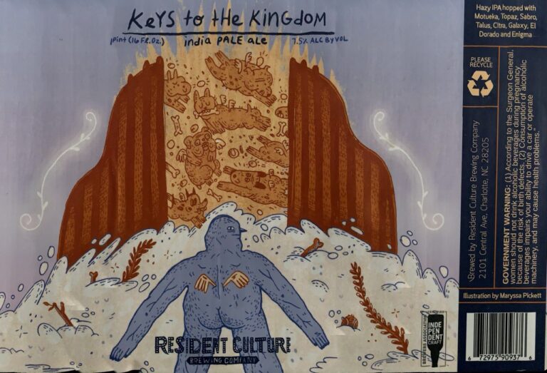 Keys to the Kingdom beer label from Resident Culture, artwork by Maryssa Pickett