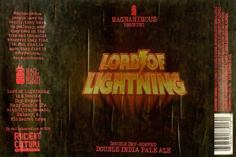 Lord of Lightning beer label from Magnanimous & Resident Culture