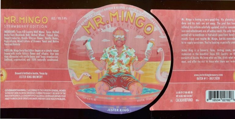 Mr. Mingo beer label from Jester King