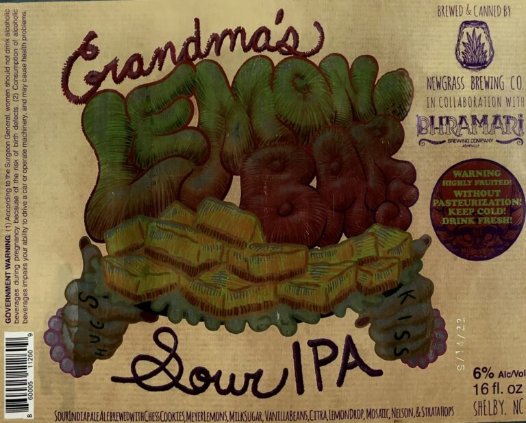 Grandma’s Lemon Bar beer label from Newgrass & Bhramari