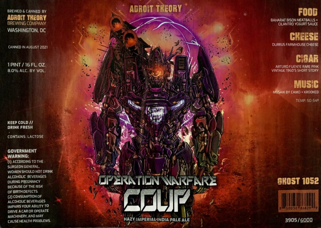 Operation: Warfare [Coup] (Ghost 1052) beer label from Adroit Theory