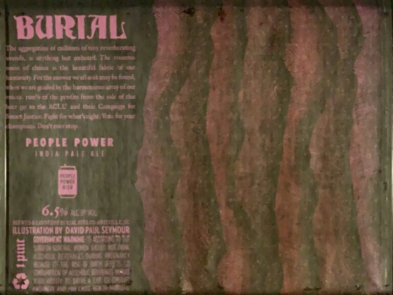 People Power beer label from Burial, artwork by David Paul Seymour