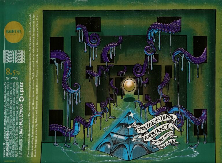 Preternatural Ambiance beer label from Burial, artwork by David Paul Seymour