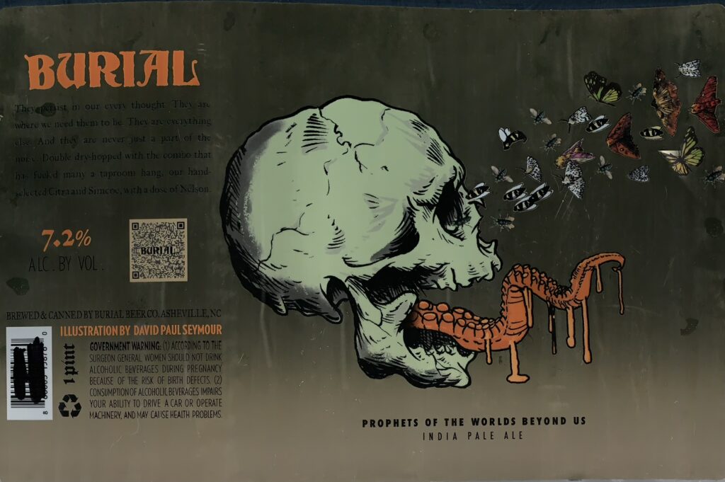 Prophets of the Worlds Beyond Us beer label from Burial, artwork by David Paul Seymour