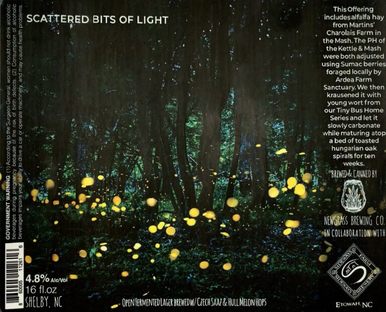 Scattered Bits of Light beer label from Newgrass & Sideways Farm