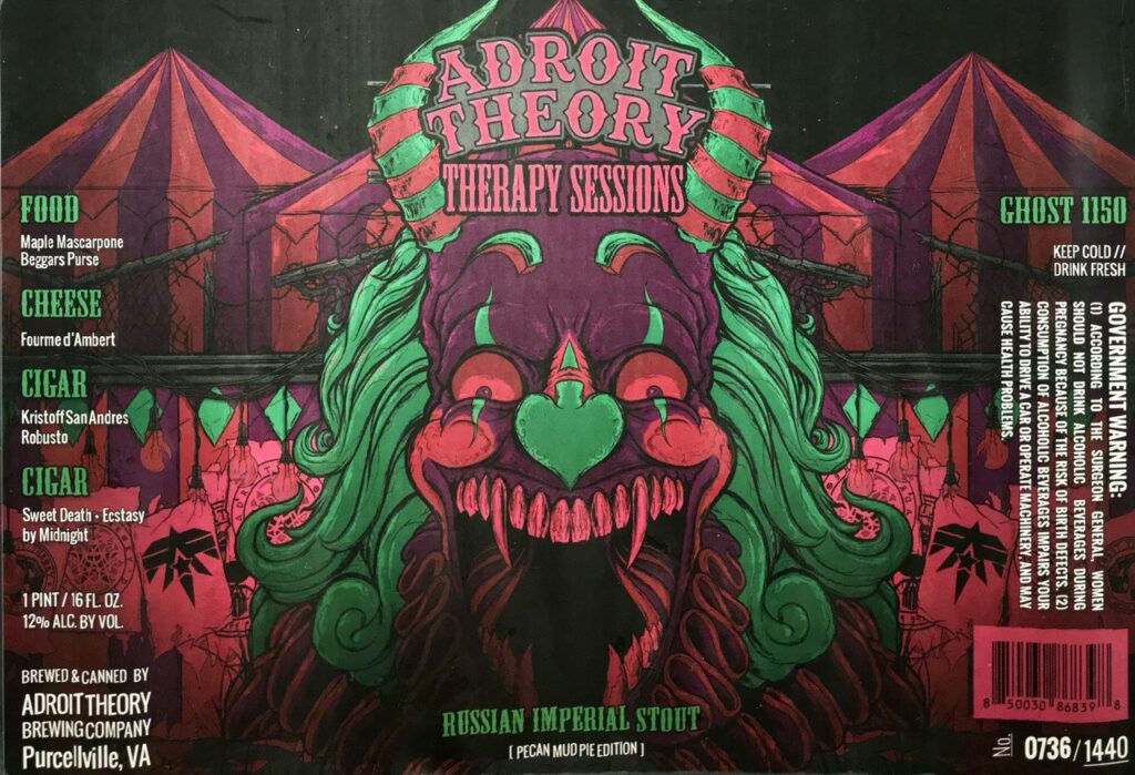 Therapy Sessions – Russian Imperial Stout [Mud Pie Edition] (Ghost 1150) beer label from Adroit Theory