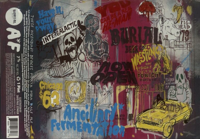 These Incendiary Devices beer label from Burial, artwork by David Paul Seymour
