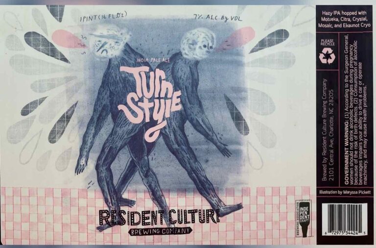 Turn Style beer label from Resident Culture, artwork by Maryssa Pickett