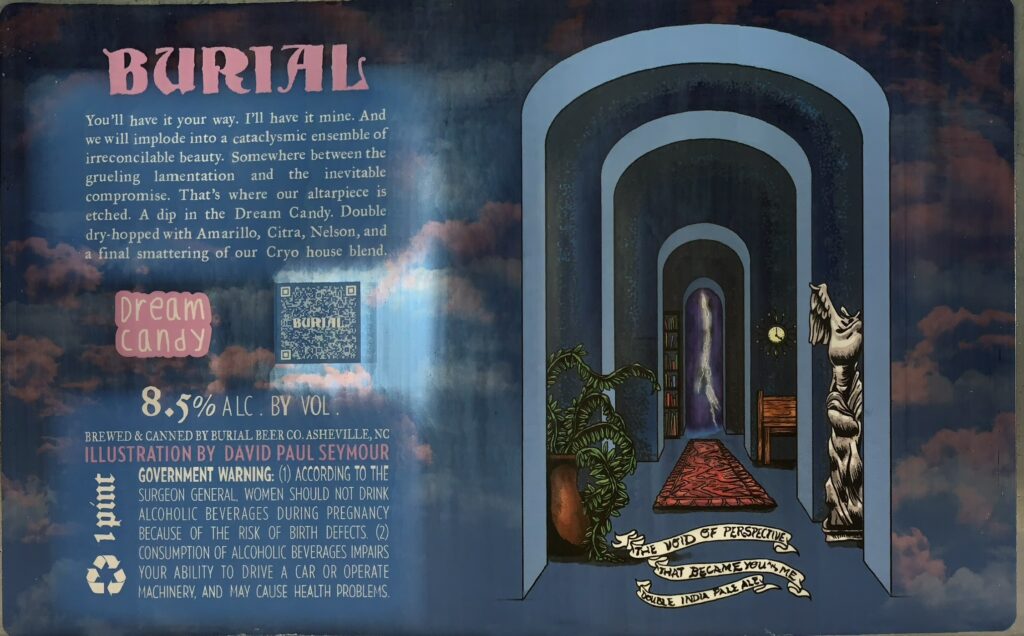 The Void of Perspective That Became You And Me beer label from Burial, artwork by David Paul Seymour