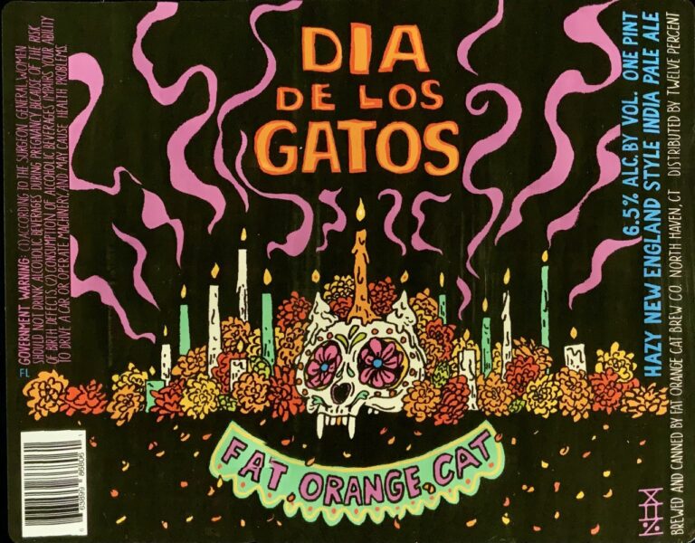 Dia De Los Gatos beer label from Fat Orange Cat