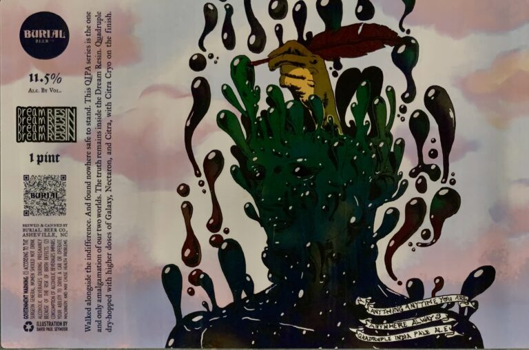 Dream Resin beer label from Burial, artwork by David Paul Seymour