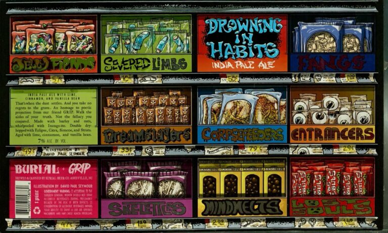 Drowning In Habits beer label from Burial, artwork by David Paul Seymour