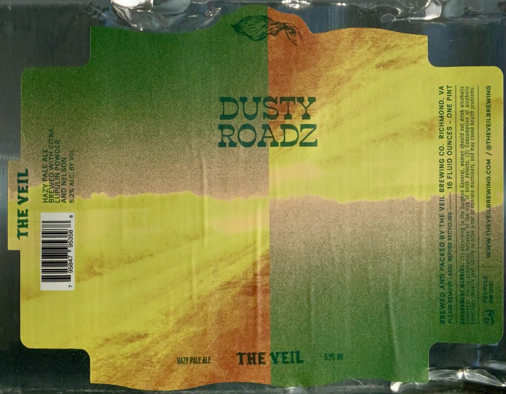 Dusty Roadz beer label from The Veil