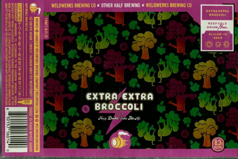 Extra Extra Broccoli beer label from WeldWerks & Other Half