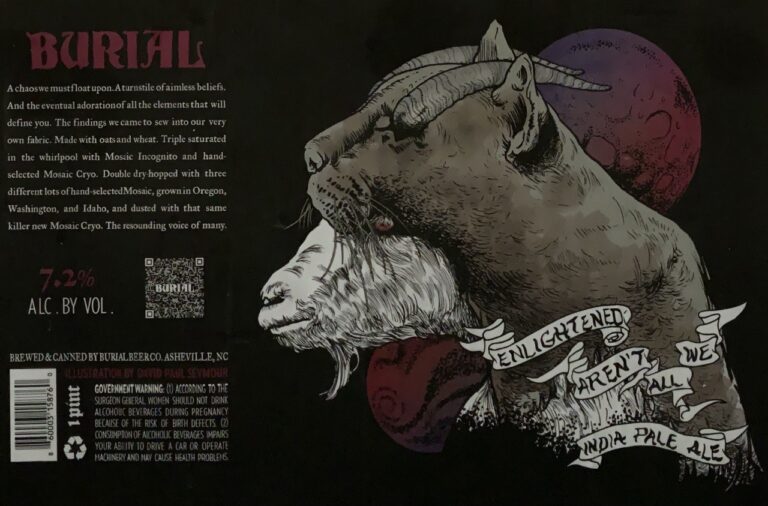 Enlightened Aren’t We All beer label from Burial, artwork by David Paul Seymour