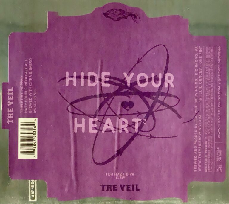 Hide Your Heart³ beer label from The Veil