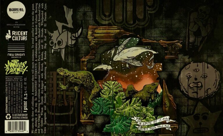 In Spite Of It All beer label from Burial, artwork by David Paul Seymour