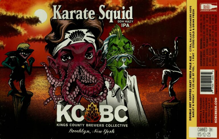 Karate Squid beer label from KCBC, artwork by Earl Holloway