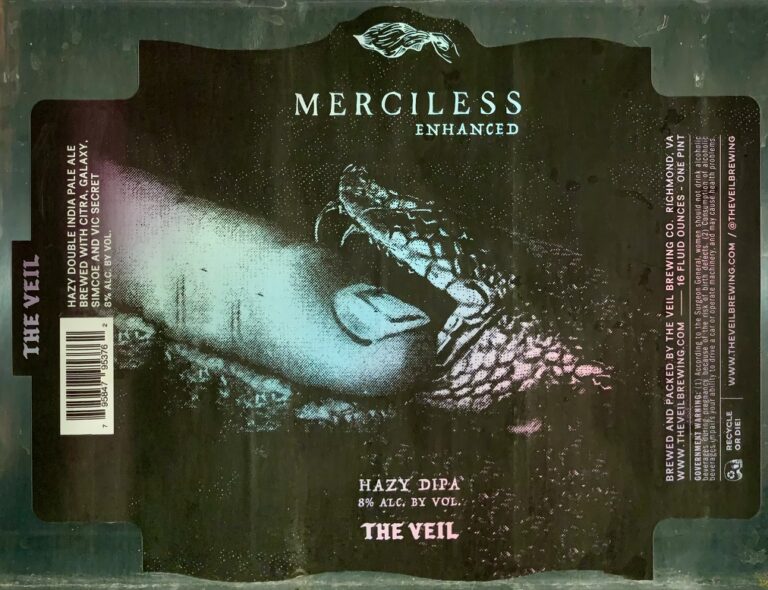 Merciless Enhanced beer label from The Veil