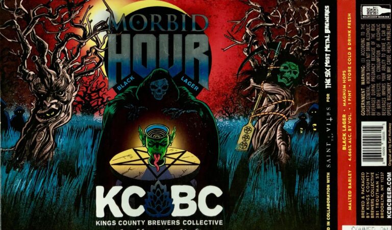 Morbid Hour beer label from KCBC, artwork by Earl Holloway