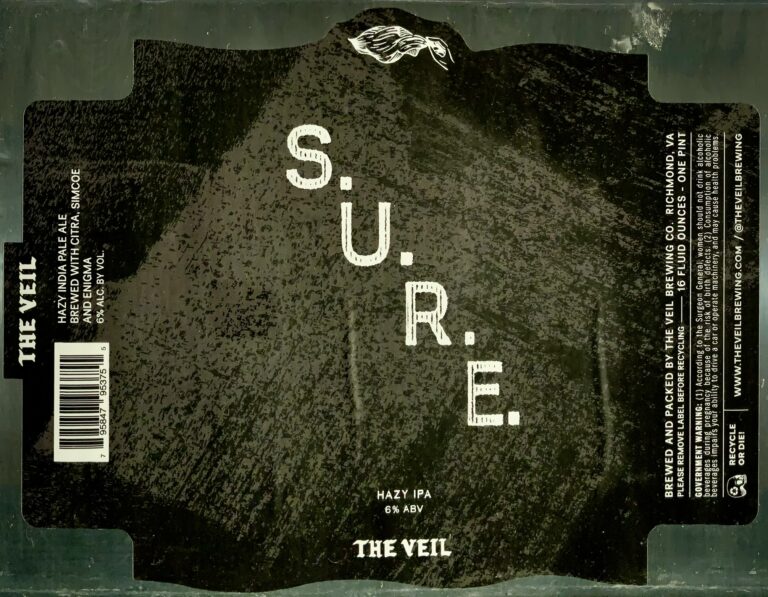 S.U.R.E. beer label from The Veil