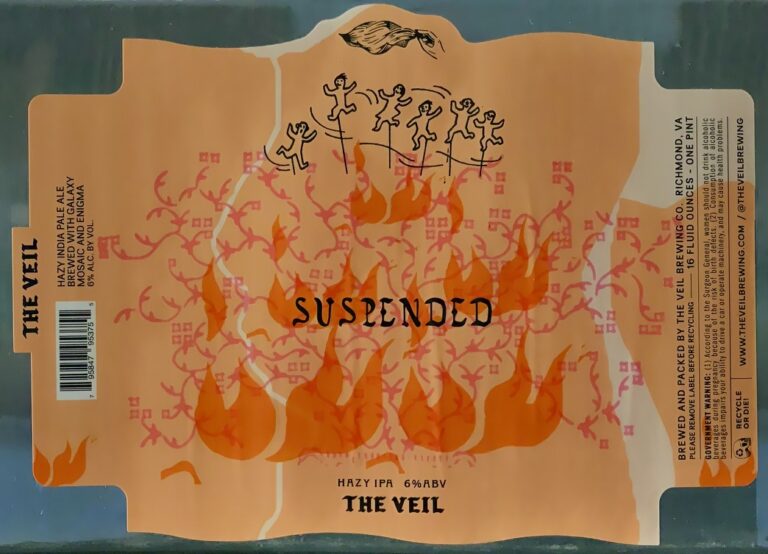 Suspended beer label from The Veil