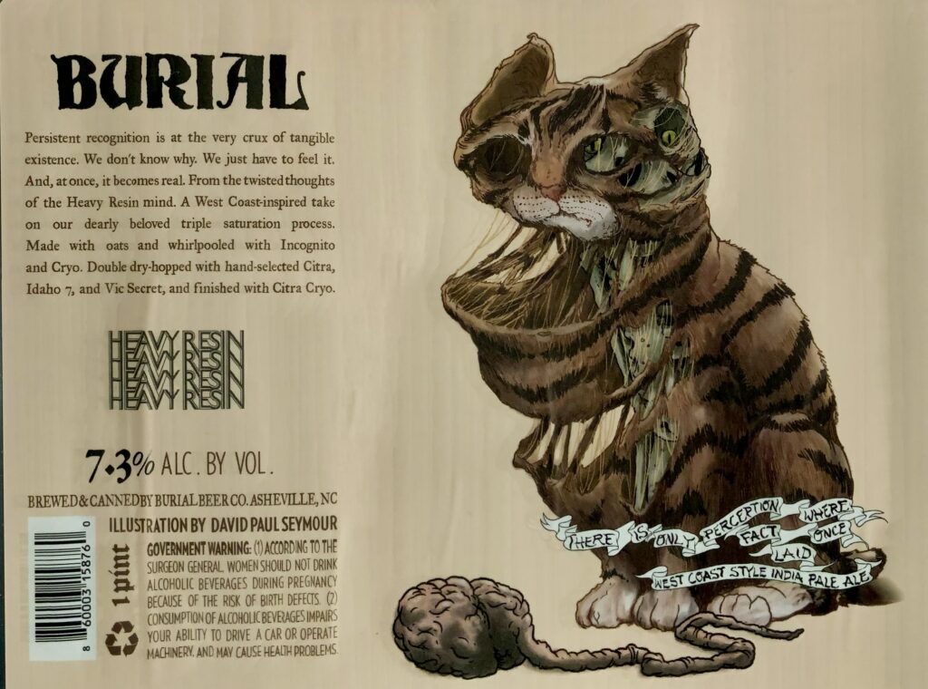 There Is Only Perception Where Fact Once Laid beer label from Burial, artwork by David Paul Seymour