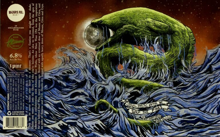 Wax Poetic Until We Surf The Fires beer label from Burial & Altamont, artwork by David Paul Seymour