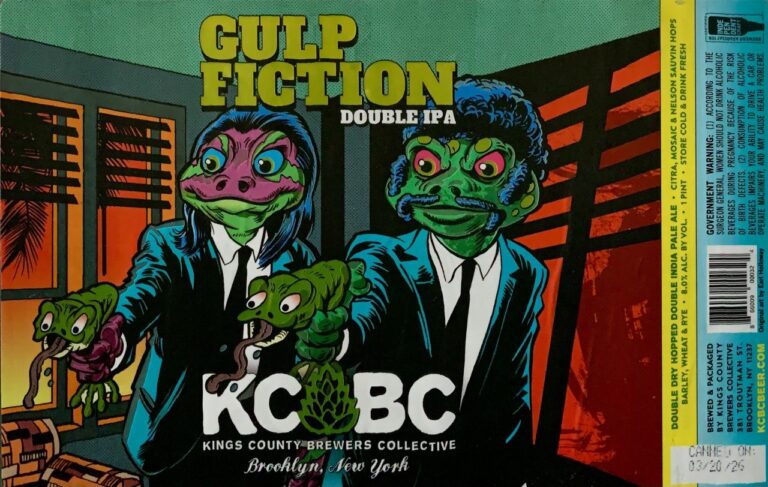 Gulp Fiction beer label from KCBC, artwork by Earl Holloway