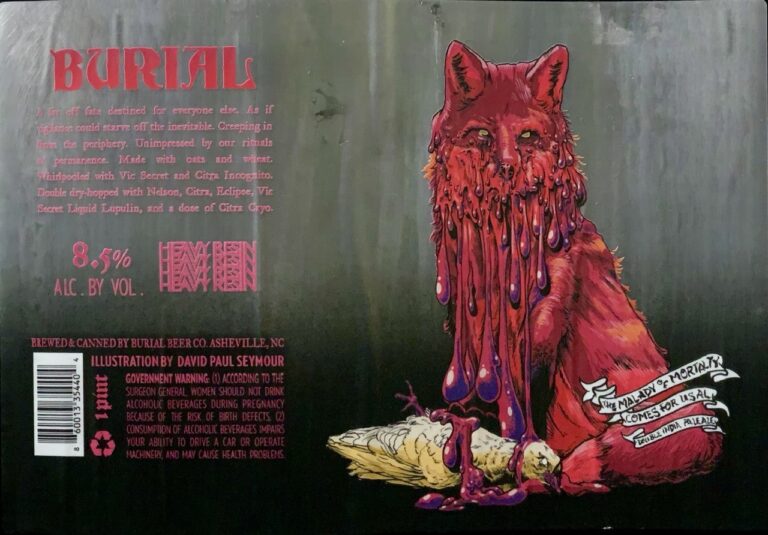 This Malady of Mortality Comes For Us All beer label from Burial, artwork by David Paul Seymour