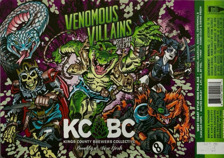 Venomous Villains beer label from KCBC, artwork by Earl Holloway