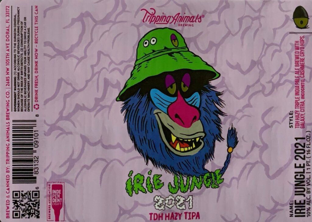 Tripping Animals Irie Jungle 2021 TDH Hazy TIPA full label artwork