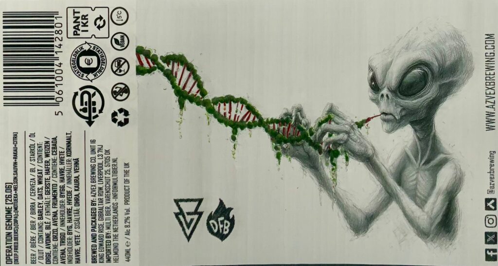 Azvex Deep Fried Beers Operation Genome 12.08 label panorama