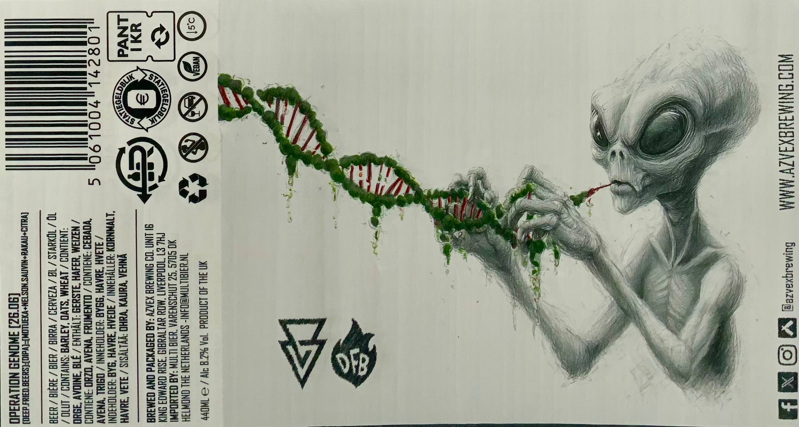Azvex Deep Fried Beers Operation Genome 12.08 label panorama