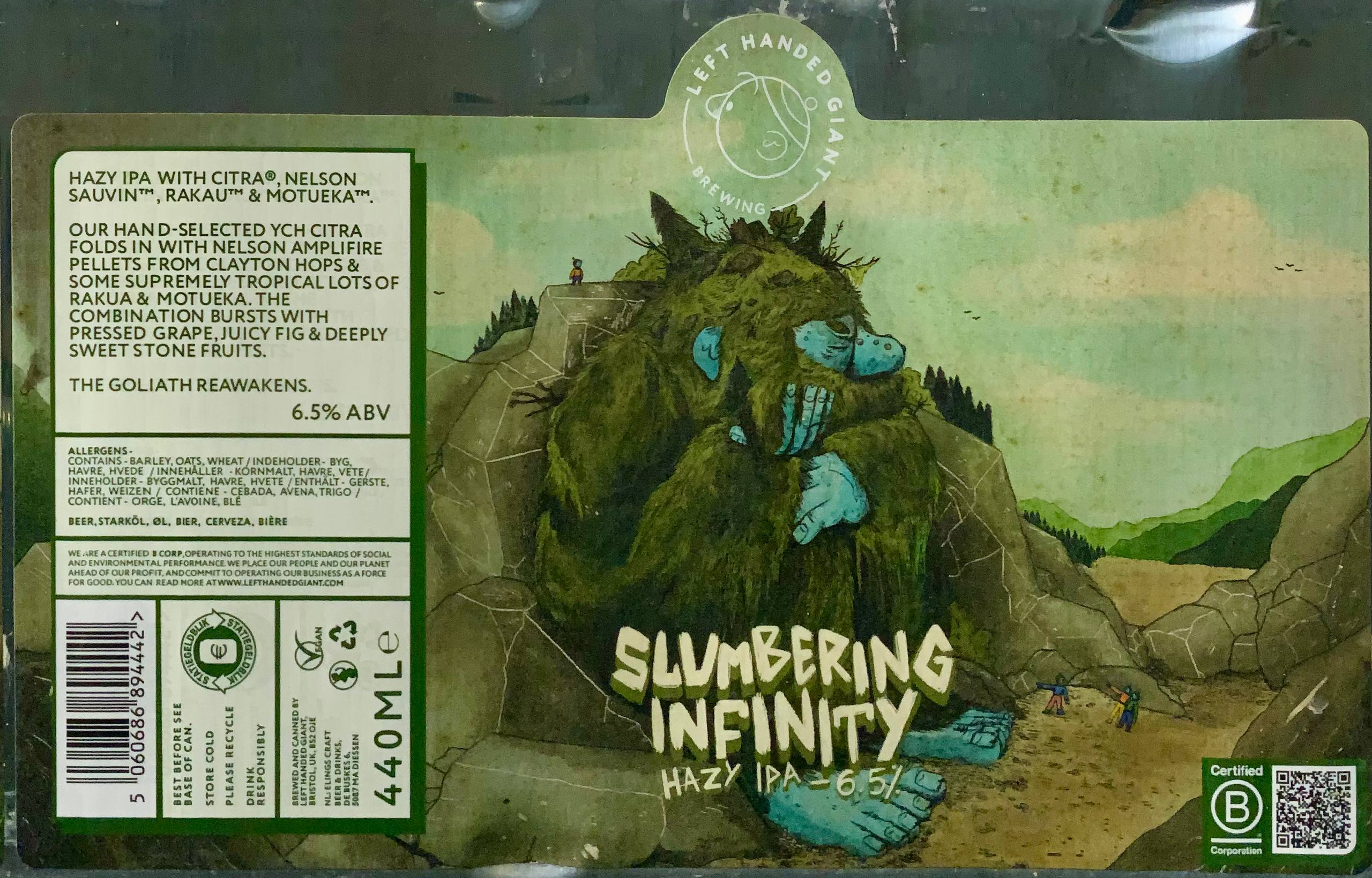 Slumbering Infinity label art by Left Handed Giant