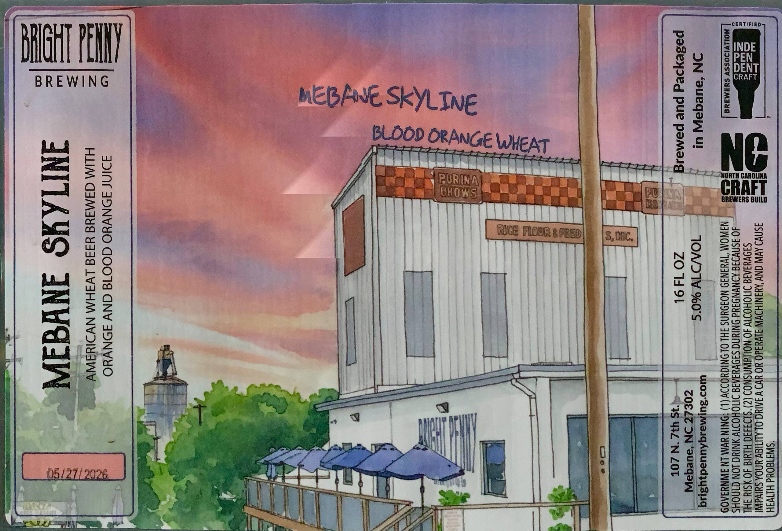Mebane Skyline label artwork from Bright Penny