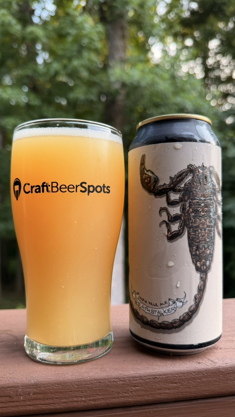 CraftBeerSpots check-in photo of Burial Deathstalker can and beer