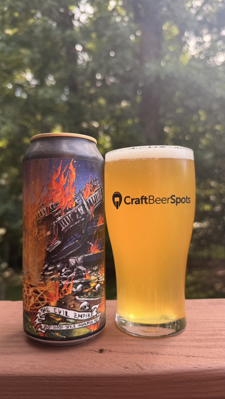 CraftBeerSpots photo of Burial and Fidens The Evil Empire can and beer glass