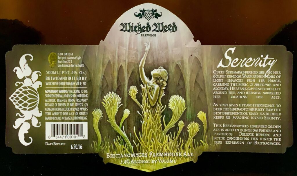 Wicked Weed Serenity Brettanomyces farmhouse ale label panorama