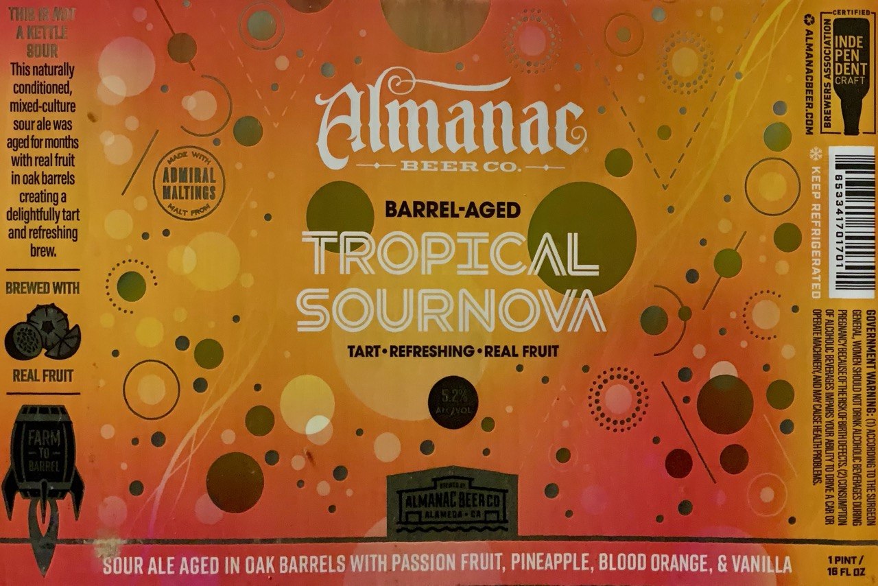 Almanac Tropical Sournova barrel-aged sour ale label panorama